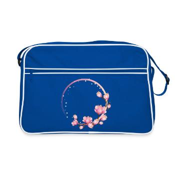 Magnolias Floral Frame in Asian Style - Retro Bag - blue/white - Front