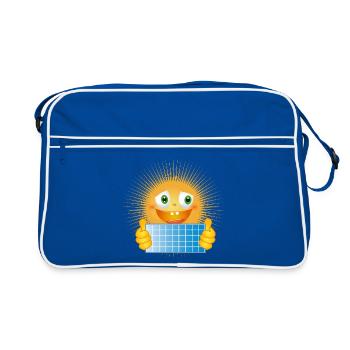 Bright sun with solar panel - Retro Bag - blue/white - Front