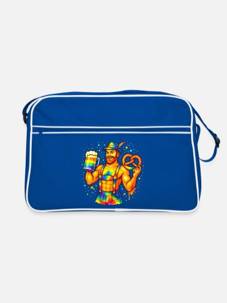 pride bavarian - Retro Tasche - Blau/Weiß - Vorne
