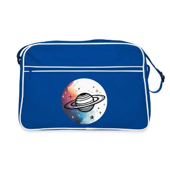 Minimalist Planet – Simple Space Design - Retro Bag - blue/white - Front