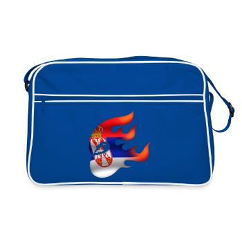 Flagge von Serbien - Serbisch - Ninja - Retro Tasche - Blau/Weiß - Vorne