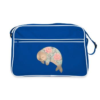 Aquarelle Yakuza Seal - Art de tatouage pastel mignon - Sac Retro - bleu/blanc - Devant