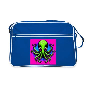 Krake - Retro Tasche - Blau/Weiß - Vorne
