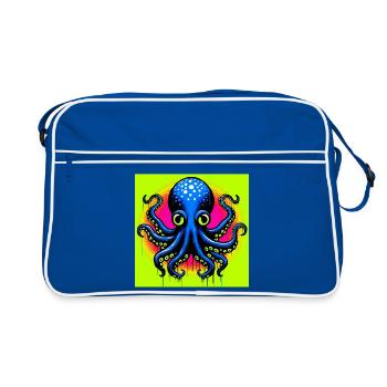 Krake - Retro Tasche - Blau/Weiß - Vorne