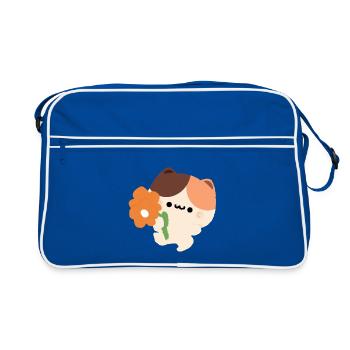 Romantic Tortie Cat - Retro Bag - blue/white - Front