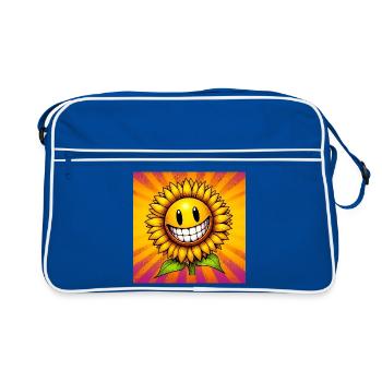 Sonnenblume - Retro Tasche - Blau/Weiß - Vorne