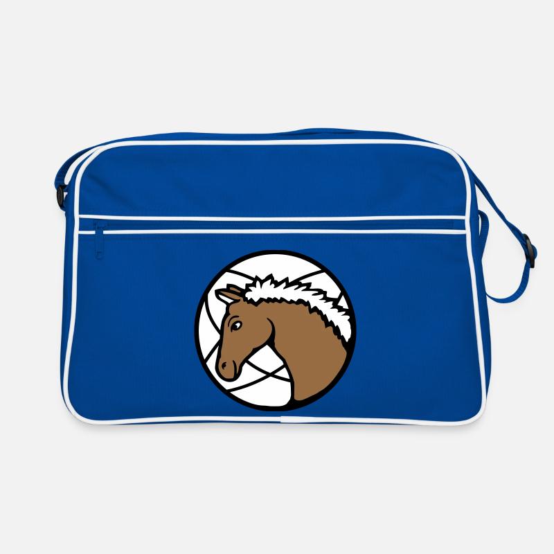 Pferd Süß Pony Fohlen Pferdemädchen Niedlich Comic - Retro Tasche - Blau/Weiß