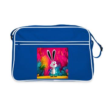 Lapin cartoon dans jungle colorée - Sac Retro - bleu/blanc - Devant