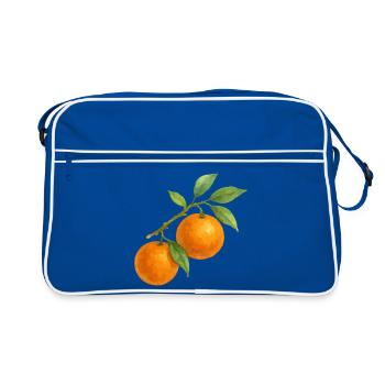 Orange branch with ripe fruit - Retro Bag - blue/white - Front