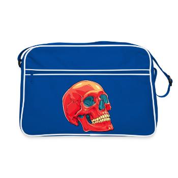 Totenkopf Skull - Retro Tasche - Blau/Weiß - Vorne