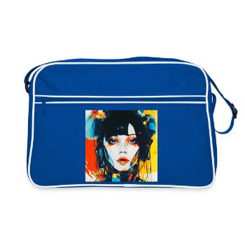 Portrait defemme futuriste en couleurs vives - Sac Retro - bleu/blanc - Devant