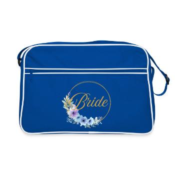 Team Bride! Circle, Floral, Blue, Purple, Gold - Retro Bag - blue/white - Front