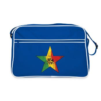 Rasta Löwen im Ethno-Design - Retro Tasche - Blau/Weiß - Vorne