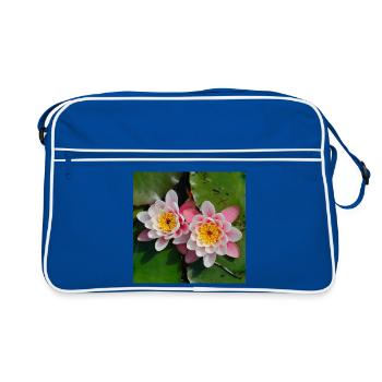 Water lilies flowers in the water - Retro Bag - blue/white - Front