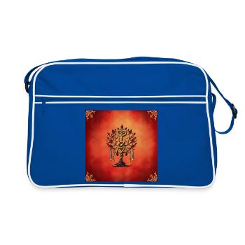 Tree of Life with Snake and Gems - Retro Bag - blue/white - Front