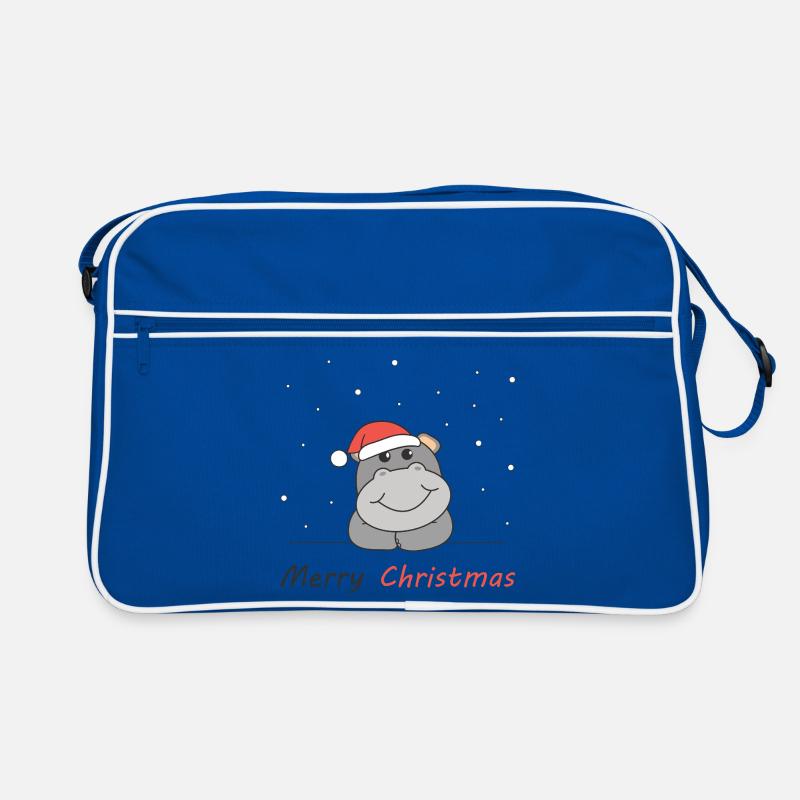 Hippo Christmas Snow Winter Animals Hippos Retro Bag