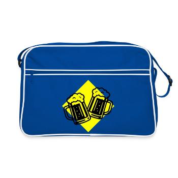 Bier Anstoßen Bierkrug - Retro Tasche - Blau/Weiß - Vorne