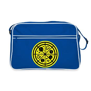 Pizza Symbol Pizzeria - Retro Tasche - Blau/Weiß - Vorne