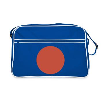 Abstract Earth Tones Pattern - Circle in Dark Red - Retro Bag - blue/white - Front