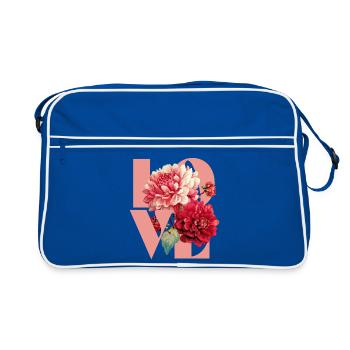 Elegant Floral Peony Design - Retro Bag - blue/white - Front
