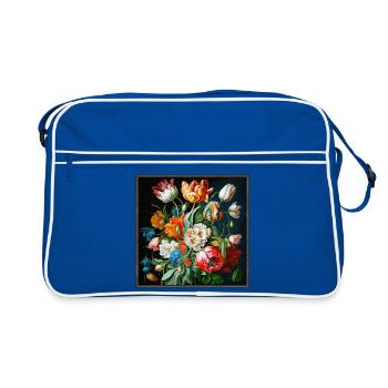 Colorful Tulip and Daffodil Gallery Tapestry - Retro Bag - blue/white - Front