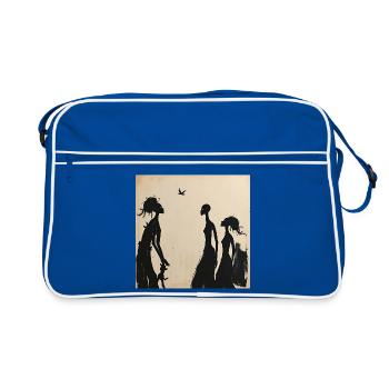 Feminine Silhouettes and Minimalist Bird - Retro Bag - blue/white - Front