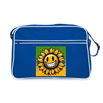 Sonnenblume - Retro Tasche - Blau/Weiß - Vorne