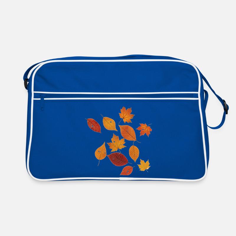 Herbstblätter ohne Rand - Retro Tasche - Blau/Weiß