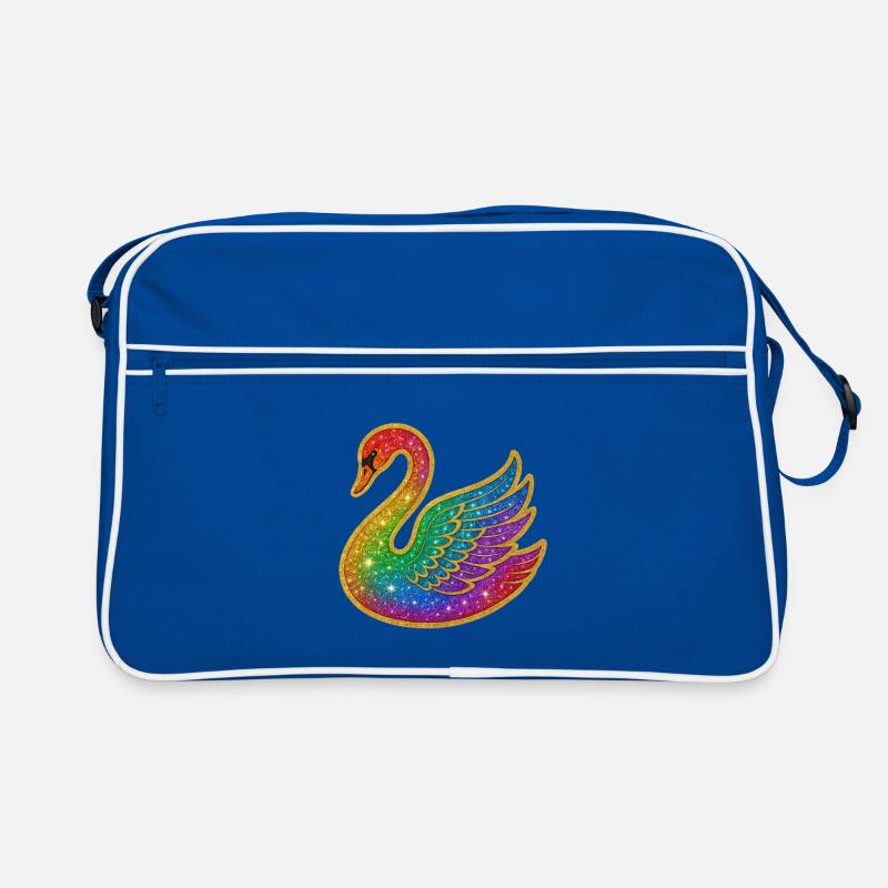 Regenbogen Glitzer Schwan Retro Tasche