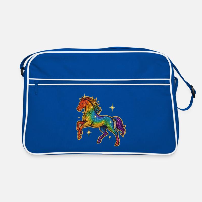 Regenbogen Pferd | Einhorn Glitzertraum Retro Tasche