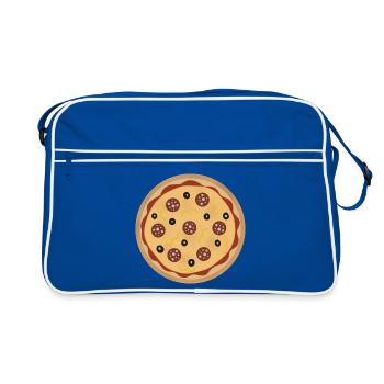 Peperoni-Pizza - Retro Tasche - Blau/Weiß - Vorne