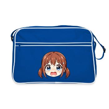 Weeping Manga Face - Retro Bag - blue/white - Front