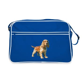 Cocker Spaniel - Cooles Low-Poly-Logo - Retro Tasche - Blau/Weiß - Vorne