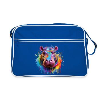 Colorful Hippo Color Explosion - Retro Bag - blue/white - Front
