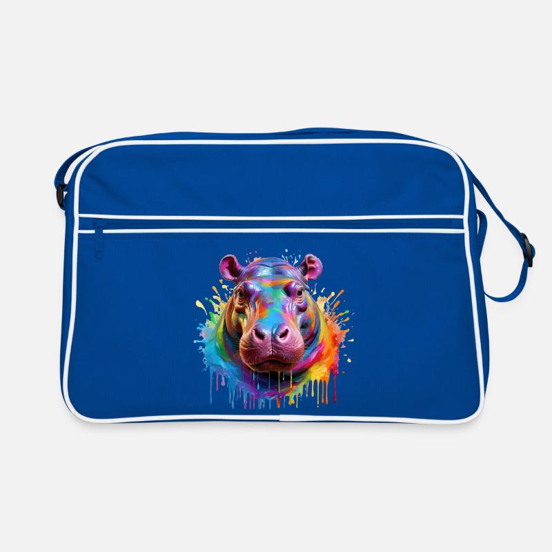 Bunter Hippo Farbexplosion Retro Tasche