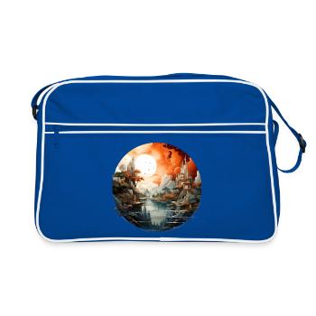 Forteresses de paysage de lune orange - Sac Retro - bleu/blanc - Devant