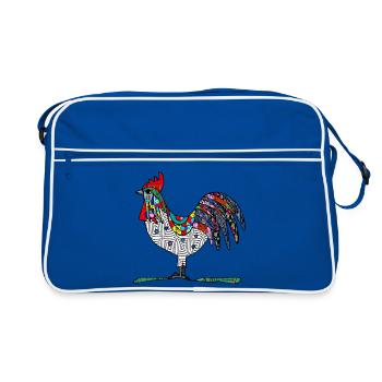 Hahn - Retro Tasche - Blau/Weiß - Vorne