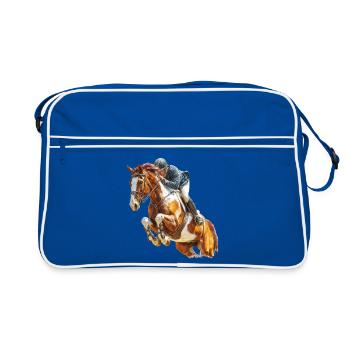 Cavalier au galop en saut - Sac Retro - bleu/blanc - Devant