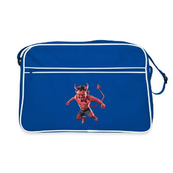 Devil - Cooles Low-Poly-Logo - Retro Tasche - Blau/Weiß - Vorne