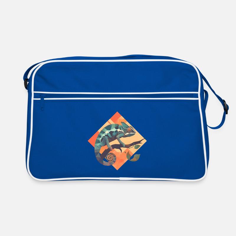 Geometric chameleon on a branch Retro Bag