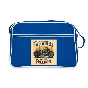 Two Wheels, Infinite Freedom - Retro Tasche - Blau/Weiß - Vorne