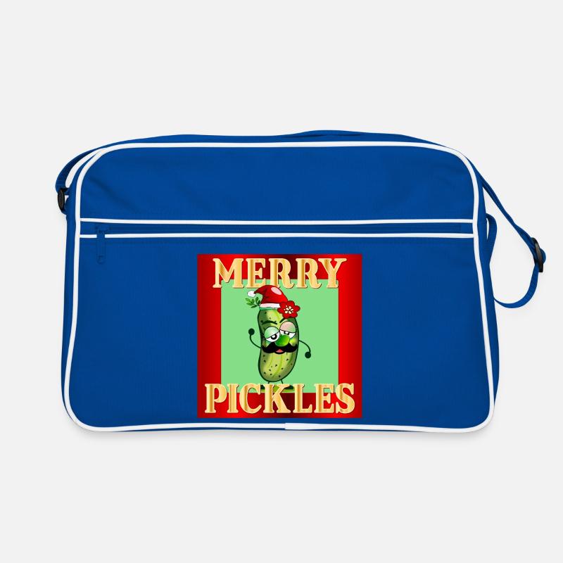 FROHE WEIHNACHTEN WEIHNACHTSMANN GURKEN GURKEN - Retro Tasche - Blau/Weiß