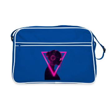 Neon Girl with Headphones - Rave Music Vibes - Retro Bag - blue/white - Front