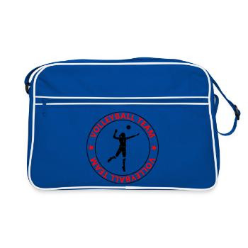 Volleyball Team Kreis Emblem - Retro Tasche - Blau/Weiß - Vorne