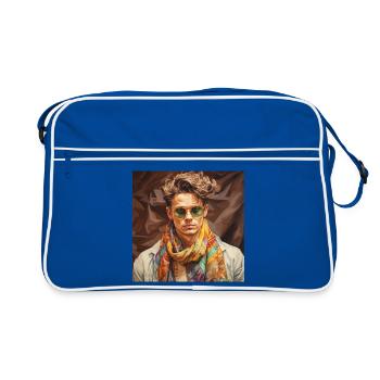 Portrait de style foulard coloré - Sac Retro - bleu/blanc - Devant