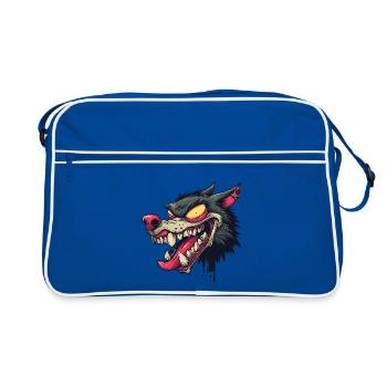 Ferocious Graffiti Wolf Head - Retro Bag - blue/white - Front