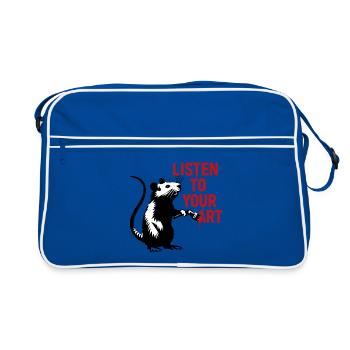 Ratte malt deine Kunst - Retro Tasche - Blau/Weiß - Vorne
