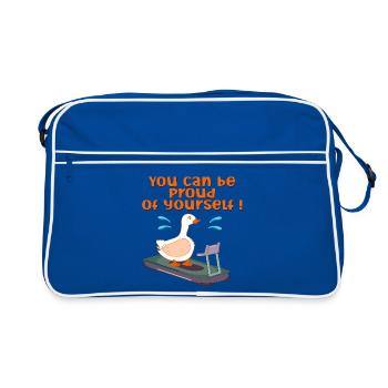 MOTIVATION BEIM GÄNSELAUFEN - Retro Tasche - Blau/Weiß - Vorne