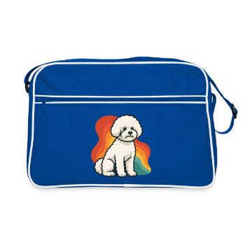 Bichon frisé chien moelleux avec fond coloré - Sac Retro - bleu/blanc - Devant