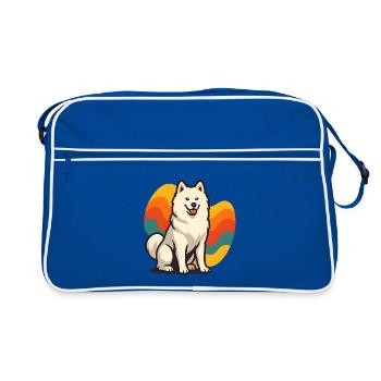 Samoyed Dog Prism Retro Wave - Retro Bag - blue/white - Front